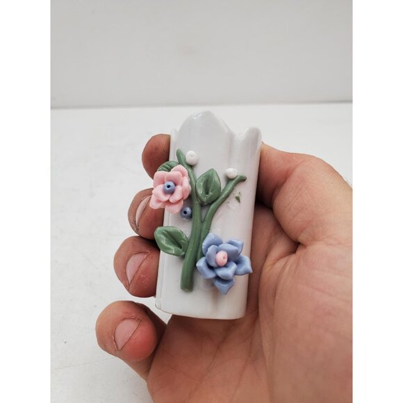 Vintage Italian Vase Roses Pottery Porcelain European Art Mid Century Italy Hand - Picture 6 of 9